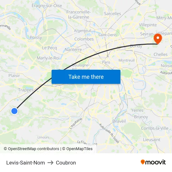 Levis-Saint-Nom to Coubron map
