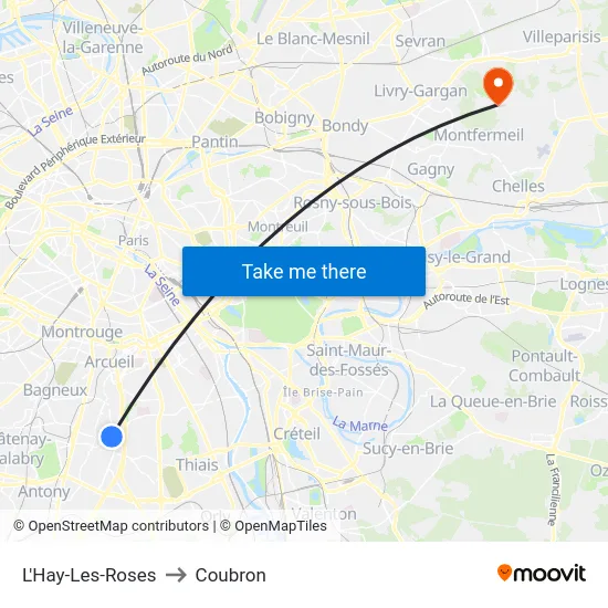 L'Hay-Les-Roses to Coubron map