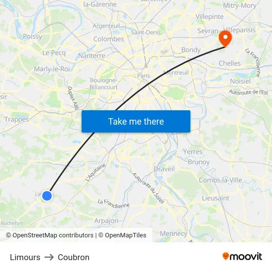 Limours to Coubron map