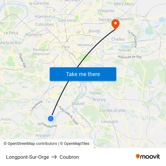 Longpont-Sur-Orge to Coubron map