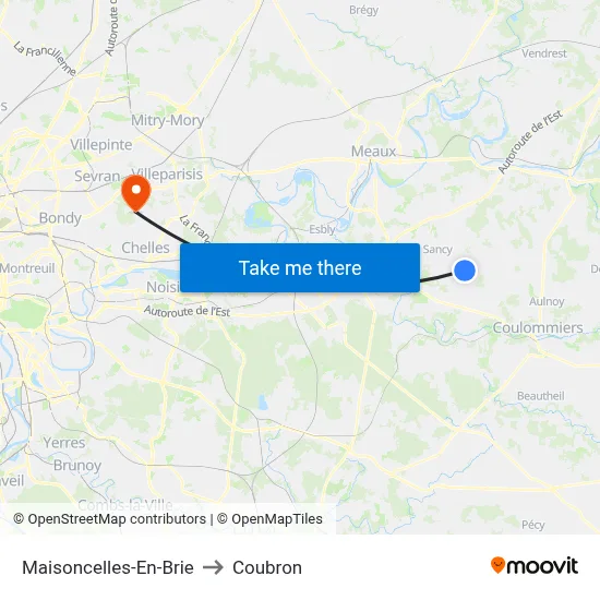 Maisoncelles-En-Brie to Coubron map