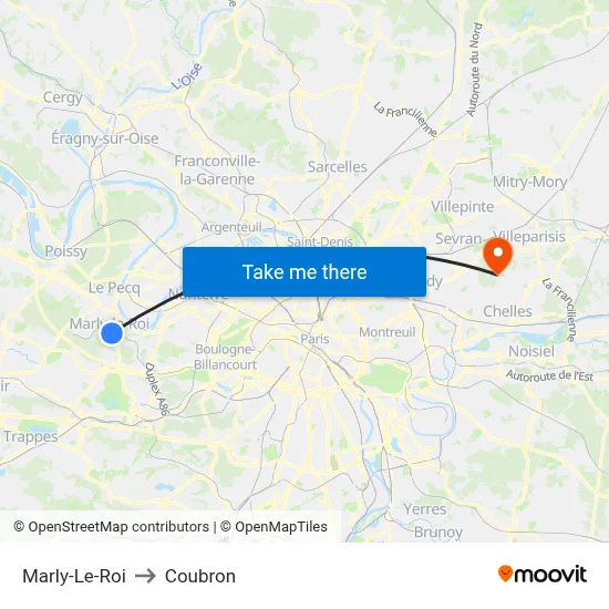 Marly-Le-Roi to Coubron map