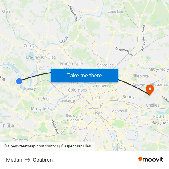 Medan to Coubron map