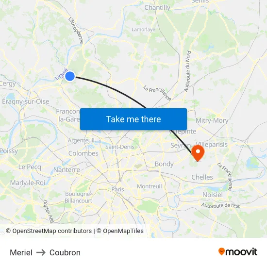 Meriel to Coubron map