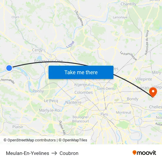 Meulan-En-Yvelines to Coubron map