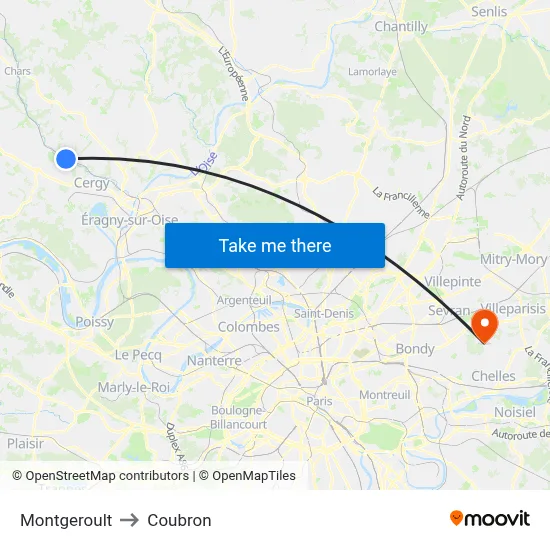 Montgeroult to Coubron map