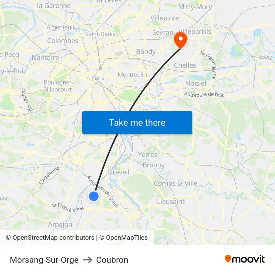 Morsang-Sur-Orge to Coubron map