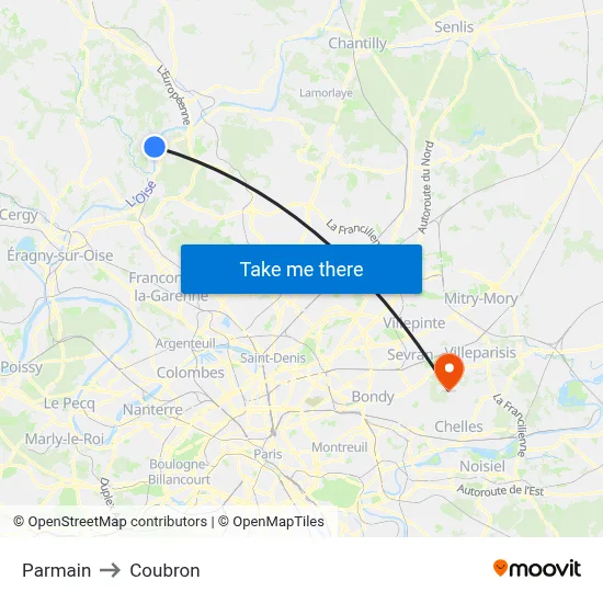 Parmain to Coubron map