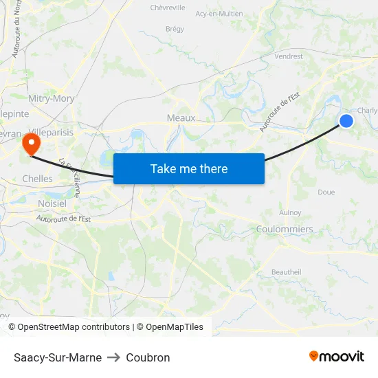 Saacy-Sur-Marne to Coubron map