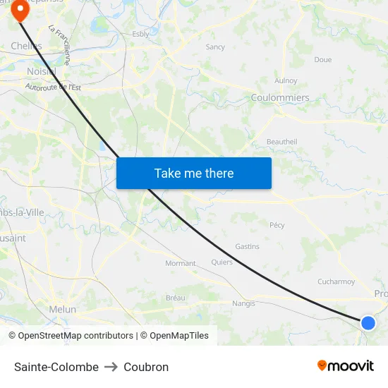 Sainte-Colombe to Coubron map