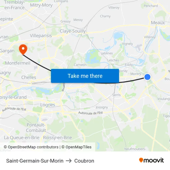 Saint-Germain-Sur-Morin to Coubron map