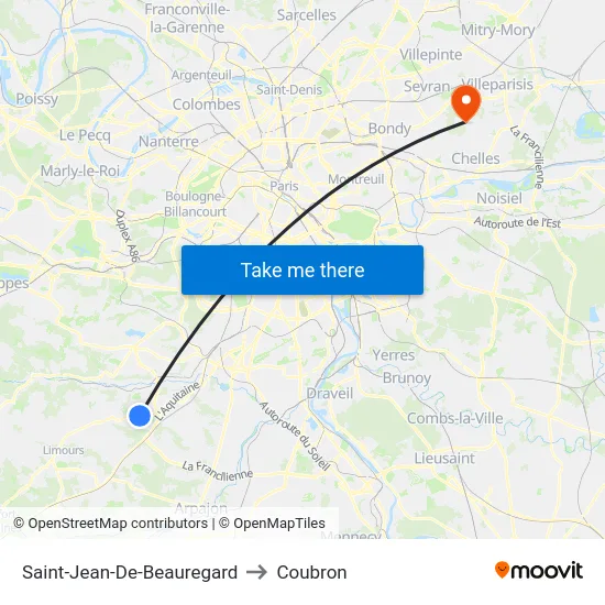 Saint-Jean-De-Beauregard to Coubron map