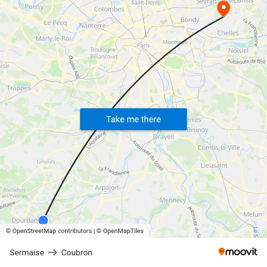 Sermaise to Coubron map