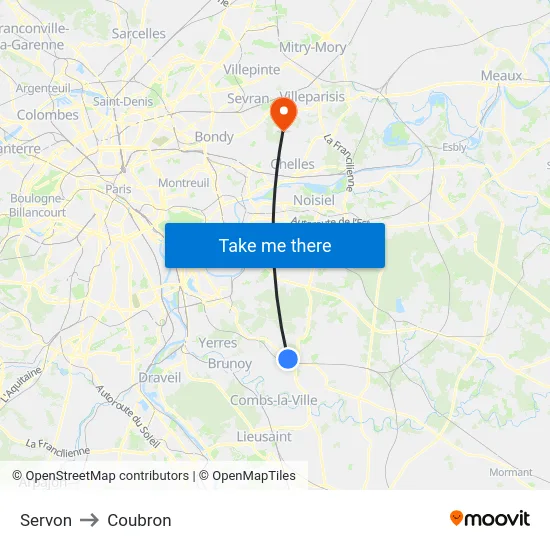Servon to Coubron map