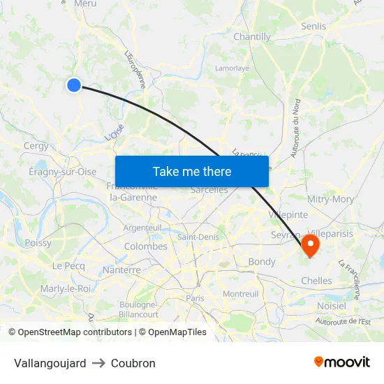 Vallangoujard to Coubron map