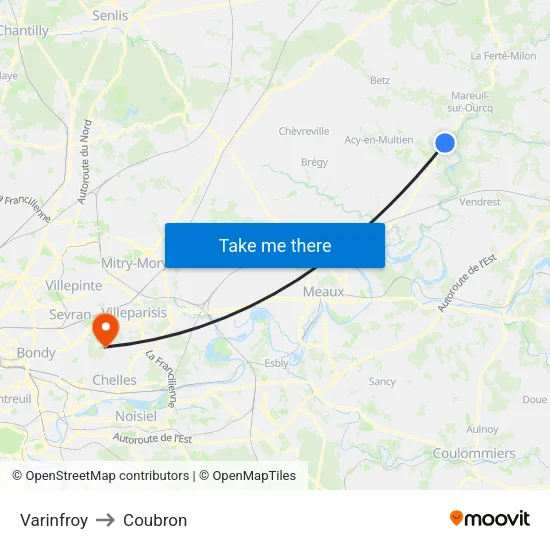 Varinfroy to Coubron map