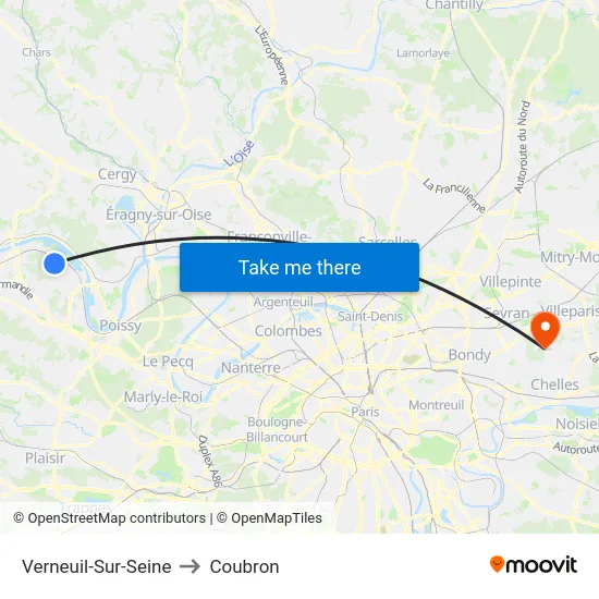 Verneuil-Sur-Seine to Coubron map