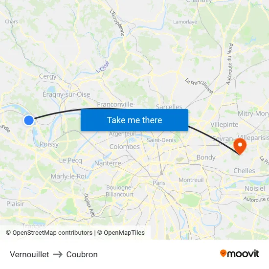 Vernouillet to Coubron map
