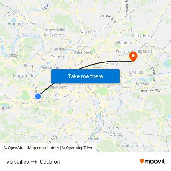 Versailles to Coubron map