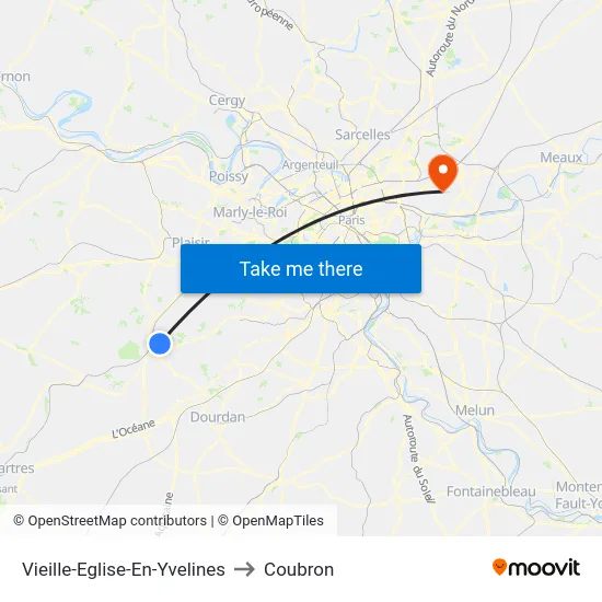 Vieille-Eglise-En-Yvelines to Coubron map