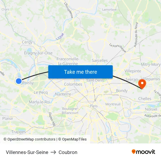 Villennes-Sur-Seine to Coubron map