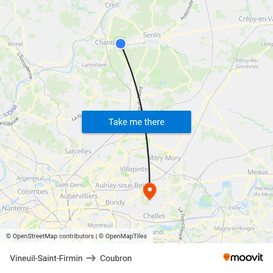 Vineuil-Saint-Firmin to Coubron map