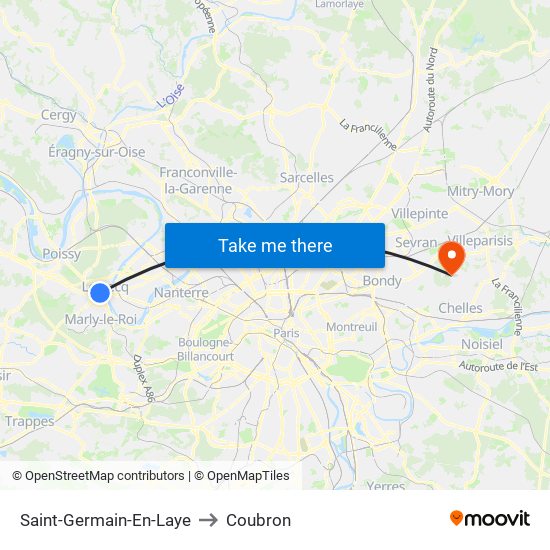 Saint-Germain-En-Laye to Coubron map