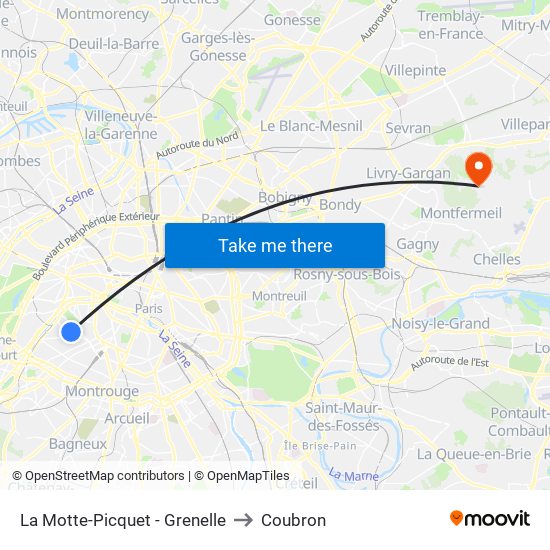 La Motte-Picquet - Grenelle to Coubron map
