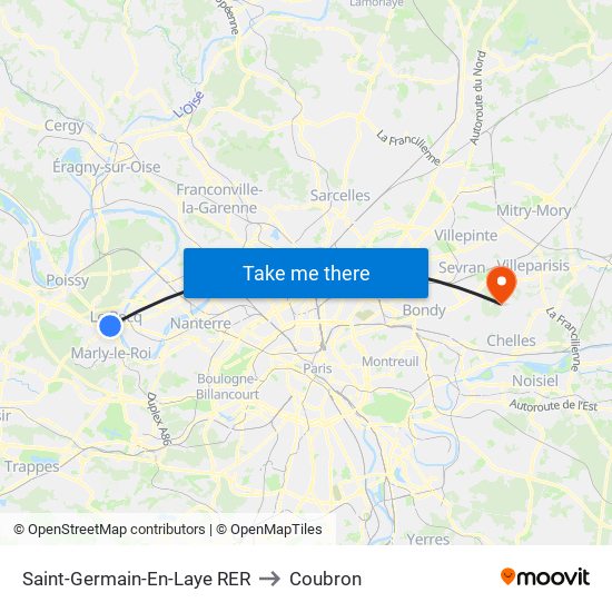 Saint-Germain-En-Laye RER to Coubron map