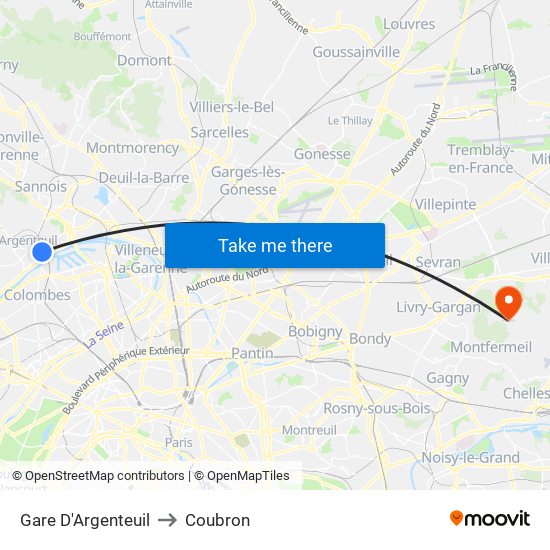 Gare D'Argenteuil to Coubron map