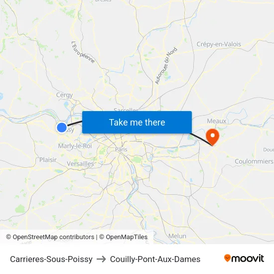 Carrieres-Sous-Poissy to Couilly-Pont-Aux-Dames map