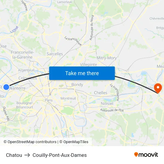 Chatou to Couilly-Pont-Aux-Dames map