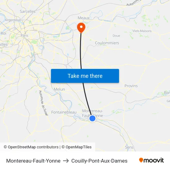 Montereau-Fault-Yonne to Couilly-Pont-Aux-Dames map