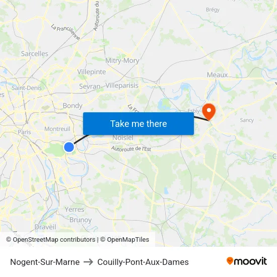 Nogent-Sur-Marne to Couilly-Pont-Aux-Dames map
