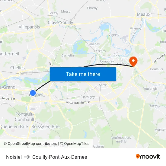 Noisiel to Couilly-Pont-Aux-Dames map