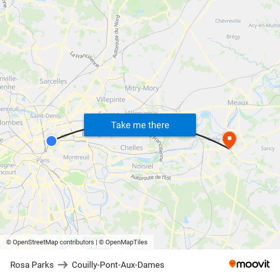 Rosa Parks to Couilly-Pont-Aux-Dames map