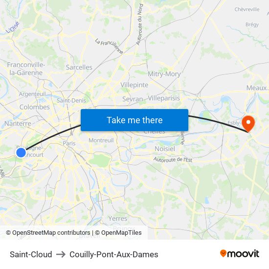Saint-Cloud to Couilly-Pont-Aux-Dames map