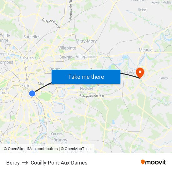 Bercy to Couilly-Pont-Aux-Dames map