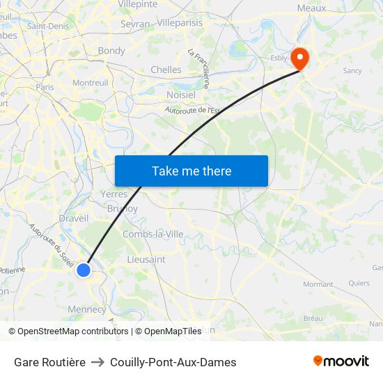 Gare Routière to Couilly-Pont-Aux-Dames map