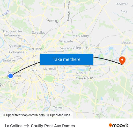 La Colline to Couilly-Pont-Aux-Dames map