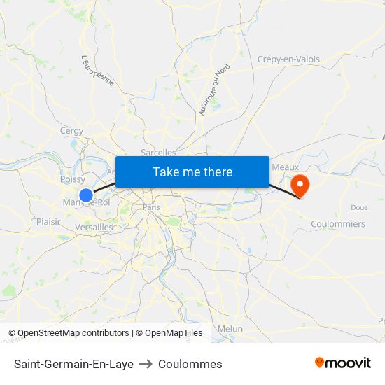 Saint-Germain-En-Laye to Coulommes map