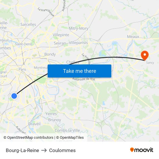 Bourg-La-Reine to Coulommes map