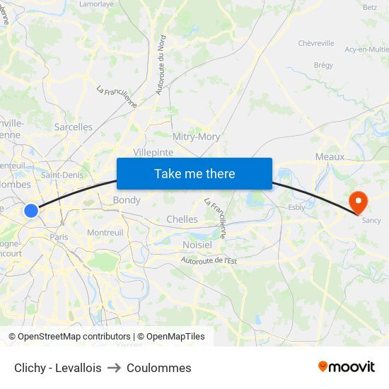 Clichy - Levallois to Coulommes map