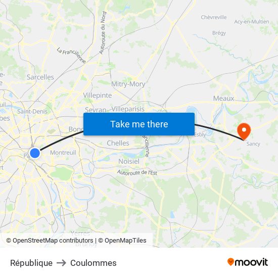 République to Coulommes map