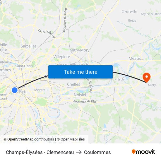 Champs-Élysées - Clemenceau to Coulommes map