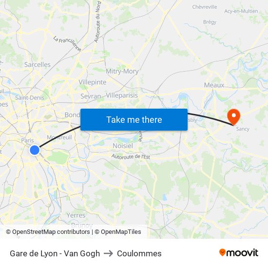 Gare de Lyon - Van Gogh to Coulommes map