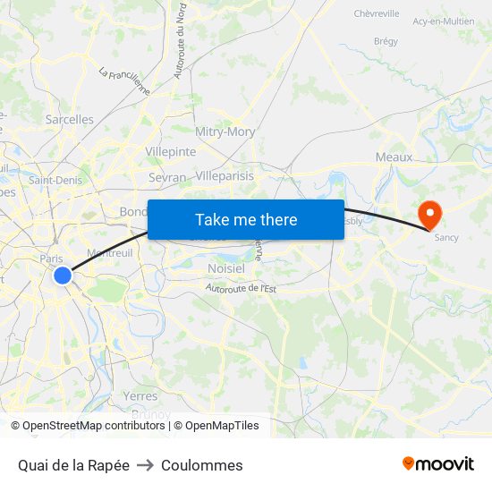 Quai de la Rapée to Coulommes map