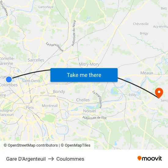 Gare D'Argenteuil to Coulommes map
