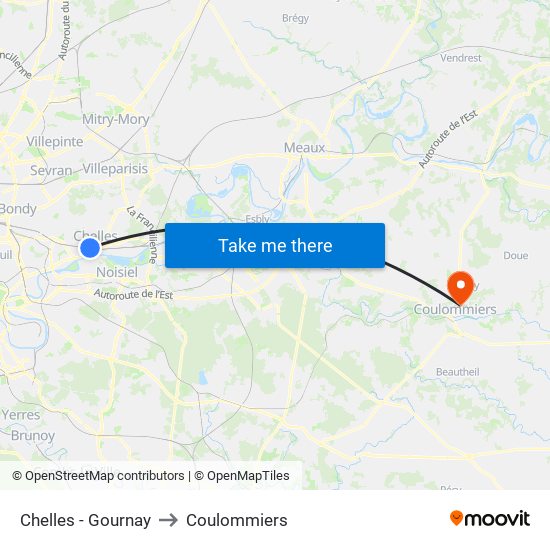 Chelles - Gournay to Coulommiers map