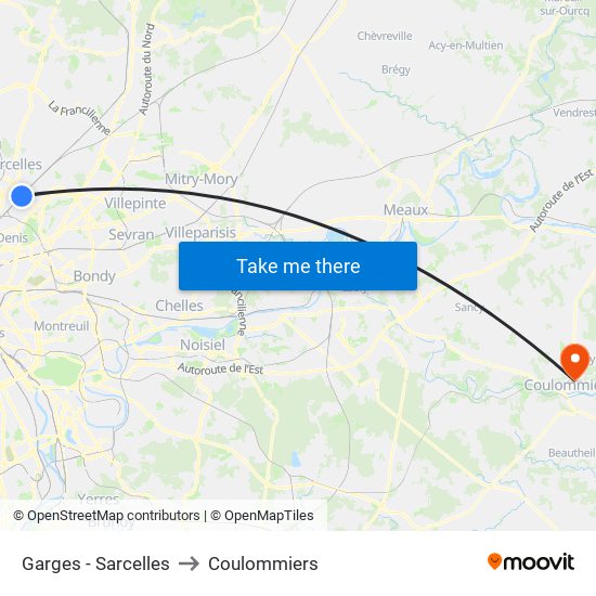 Garges - Sarcelles to Coulommiers map